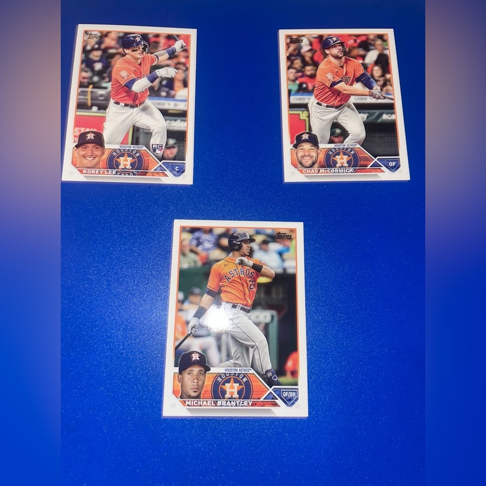 Houston Astros Topps 2023 Baseball Cards set of 3 MLB sports cards